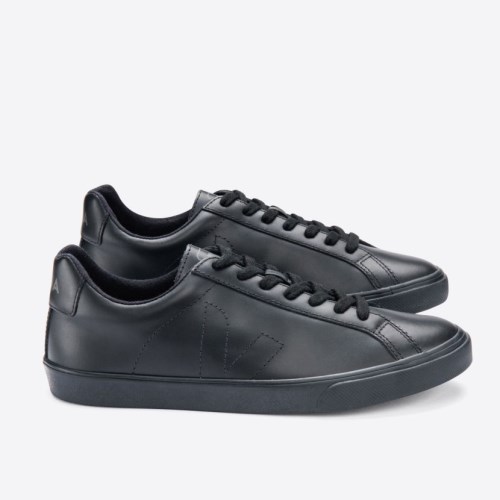 Veja Esplar Leather Mens Trainers Black UK 79589